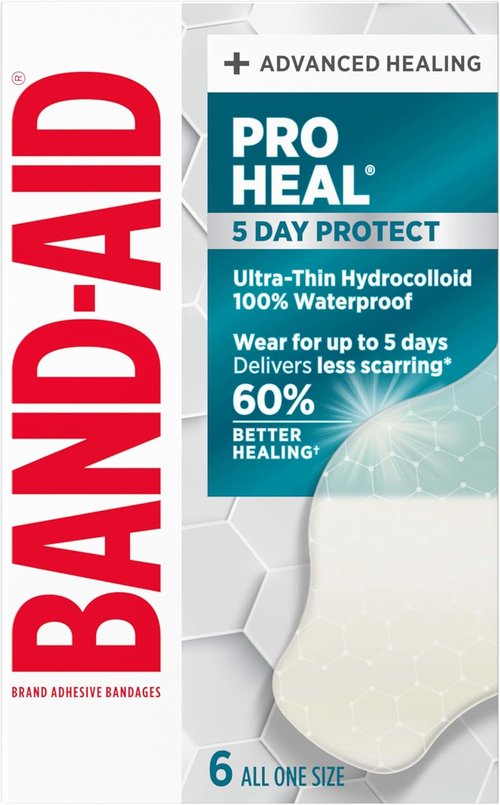 BAND-AID Pro Heal Hydrocolloid Bandages - Ultra-Thin & Waterproof for Advanced Healing | Large, 6 ct