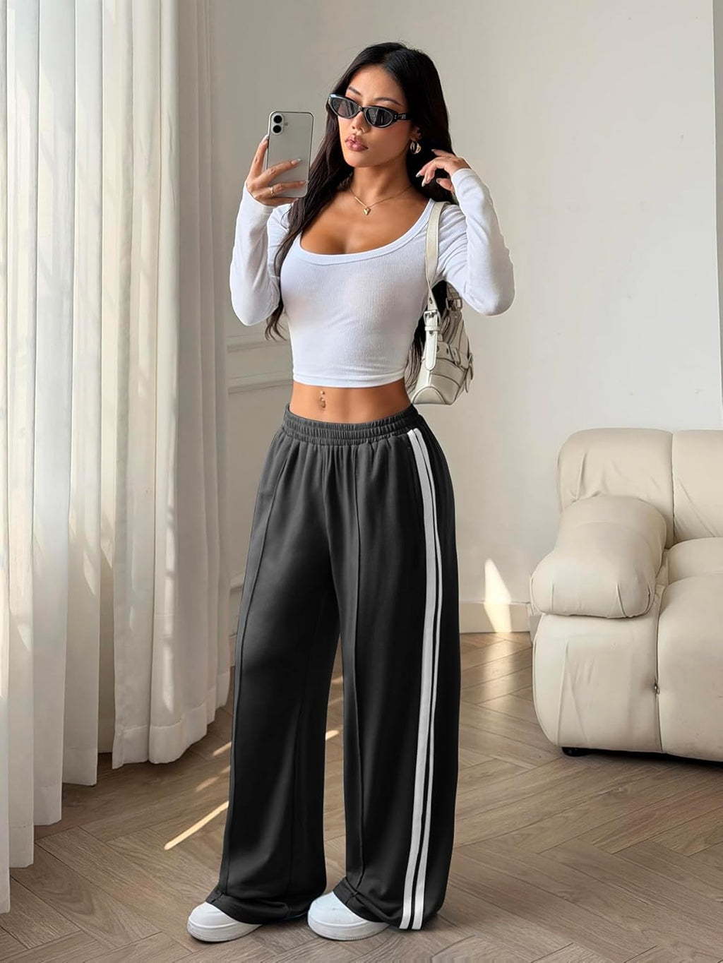 ZAFUL Women's Straight Leg Sweatpants - Comfortable Baggy Lounge Pants for Spring Fashion