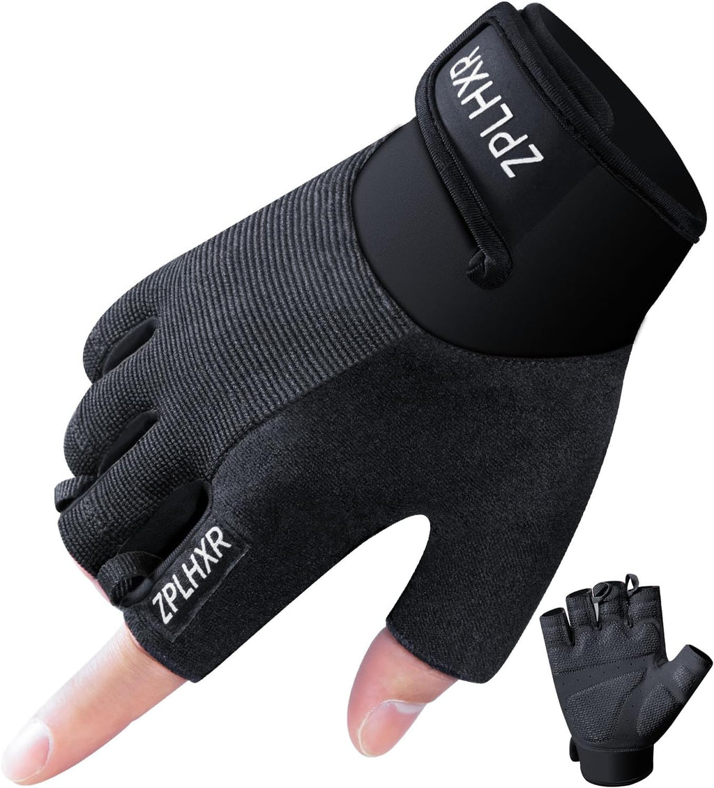Skiennix Workout Gloves - Fingerless Gym Gloves for Weight Lifting & Fitness | Padded Grip & Breathable Design