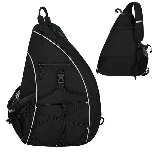 Goloni Pickleball Sling Bag for Men Women, Lightweight Pickleball Backpack with Fence Hook, Large Capacity Pickleball Bag with Anti-Theft Pocket, Water-Resistant for Tennis Padel Sports,Black