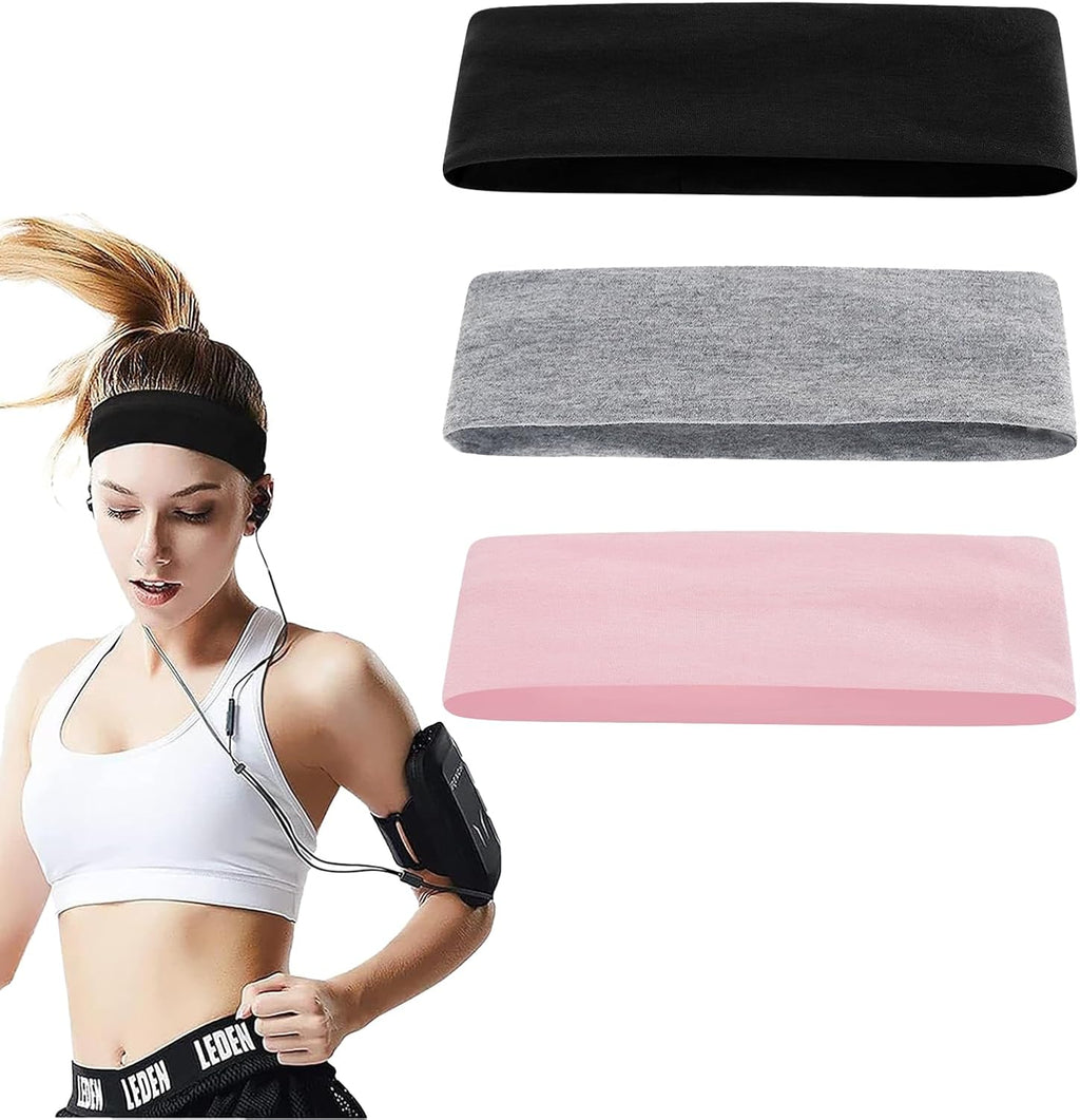 Skiennix Premium Elastic Headbands - Non-Slip Workout Hair Bands for Men & Women | 3 Colors
