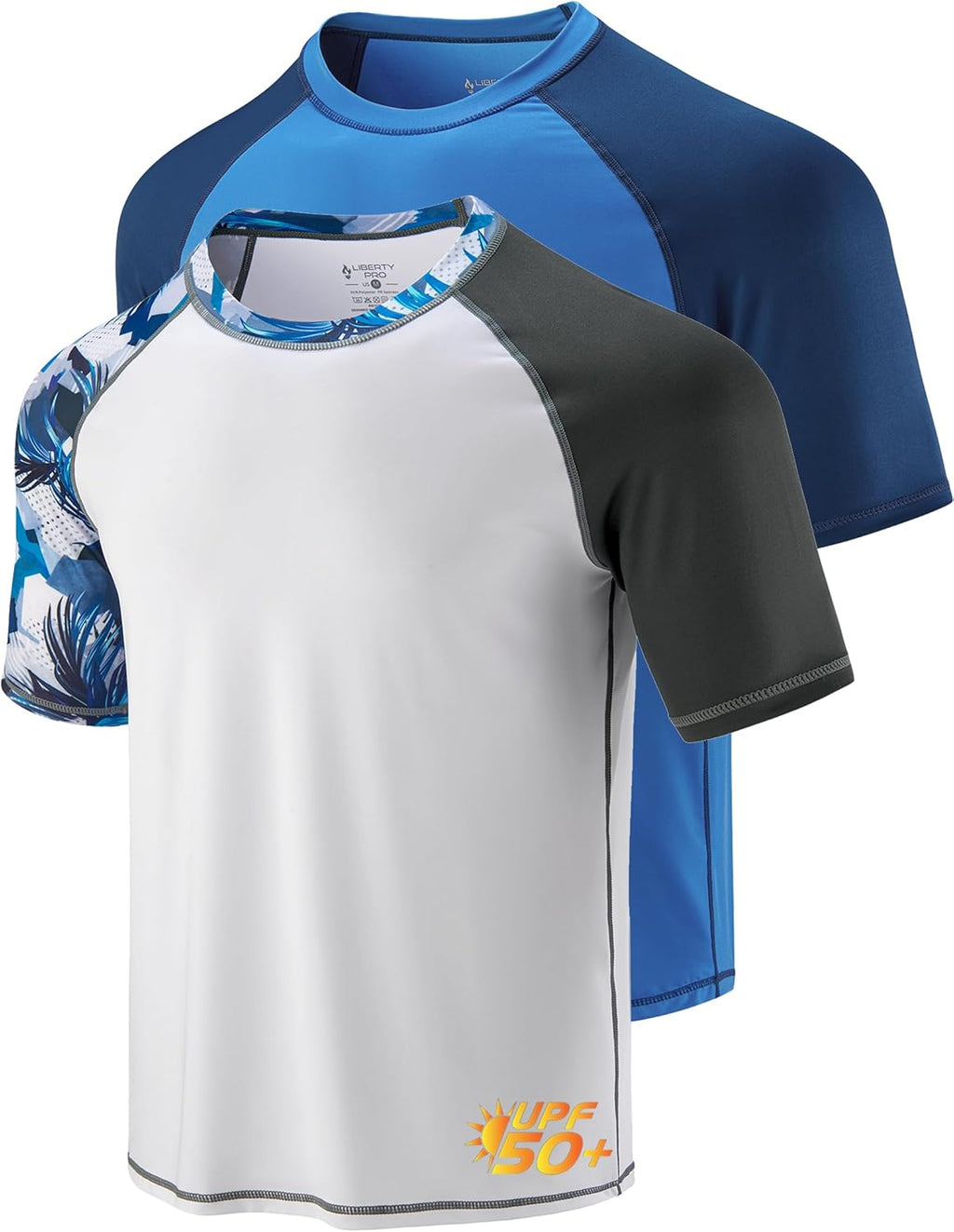 Skiennix Swim Shirts for Men - UPF 50+ Quick-Dry Rash Guard | 2-Pack Loose Fit Short Sleeve