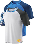 Skiennix Swim Shirts for Men - UPF 50+ Quick-Dry Rash Guard | 2-Pack Loose Fit Short Sleeve