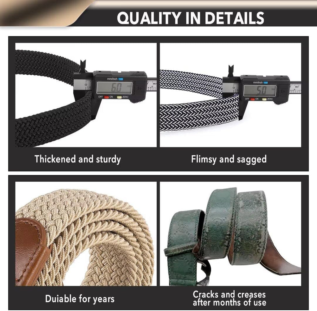 Skiennix Casual Stretch Belt for Men - Adjustable Braided Elastic Design | Perfect for Golf, Dress, Work