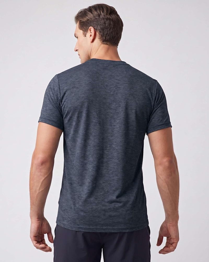 5 Pack Men's Dry Fit V-Neck T-Shirts – Quick Dry Gym Tees, Set 1+Large
