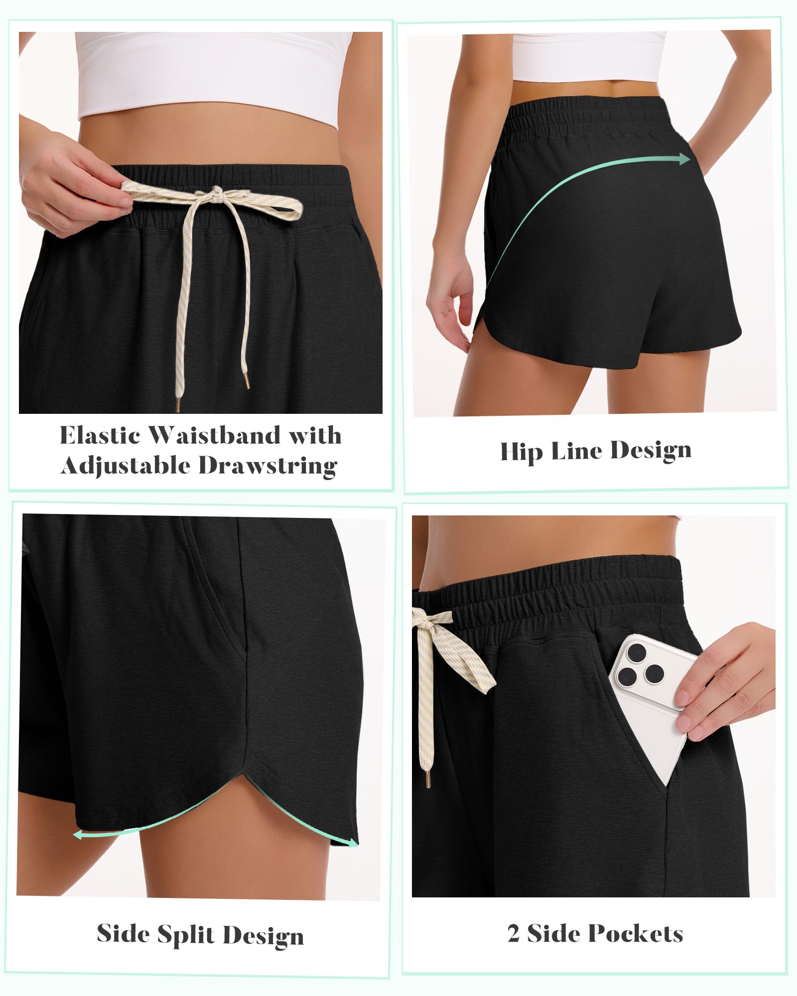 iceROSE Sweat Shorts for Women, Athletic Running Workout Drawstring Casual Lounge Loose Summer Shorts with Pockets