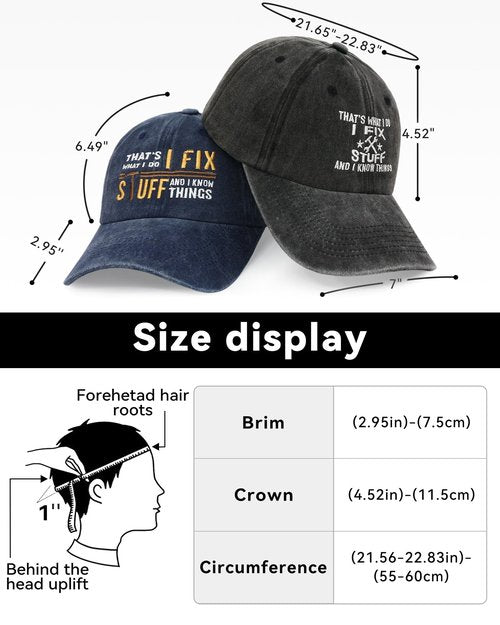 2Pcs Embroidered I Fix Stuff Hat Dad Gifts for Men Baseball Caps Gifts Ideas for Birthday
