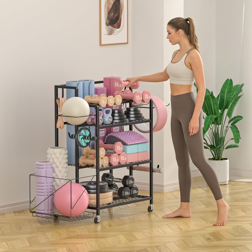 Glocryp Dumbbell Rack, Utility Weight Storage Racks, Home Gym Storage for Dumbbell Set，Kettlebells，Yoga Mat and Workout Equipment