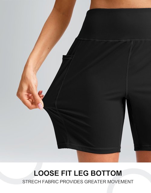 G Gradual Women's Bermuda Shorts - High Waisted Athletic Knee Length with Pockets | 7''/9'' Size