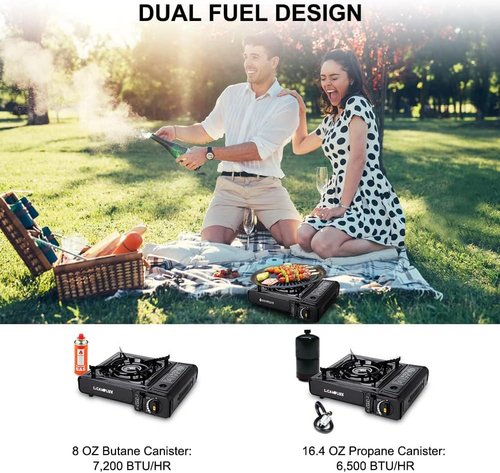 Camplux Dual Fuel Propane & Butane Stove - Portable Camping Stove with Carrying Case & CSA Certification