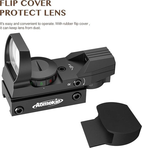 Aomekie Red Green Dot Gun Sight - Tactical Reflex Sight with 4 Reticles & 20mm Mount Rail