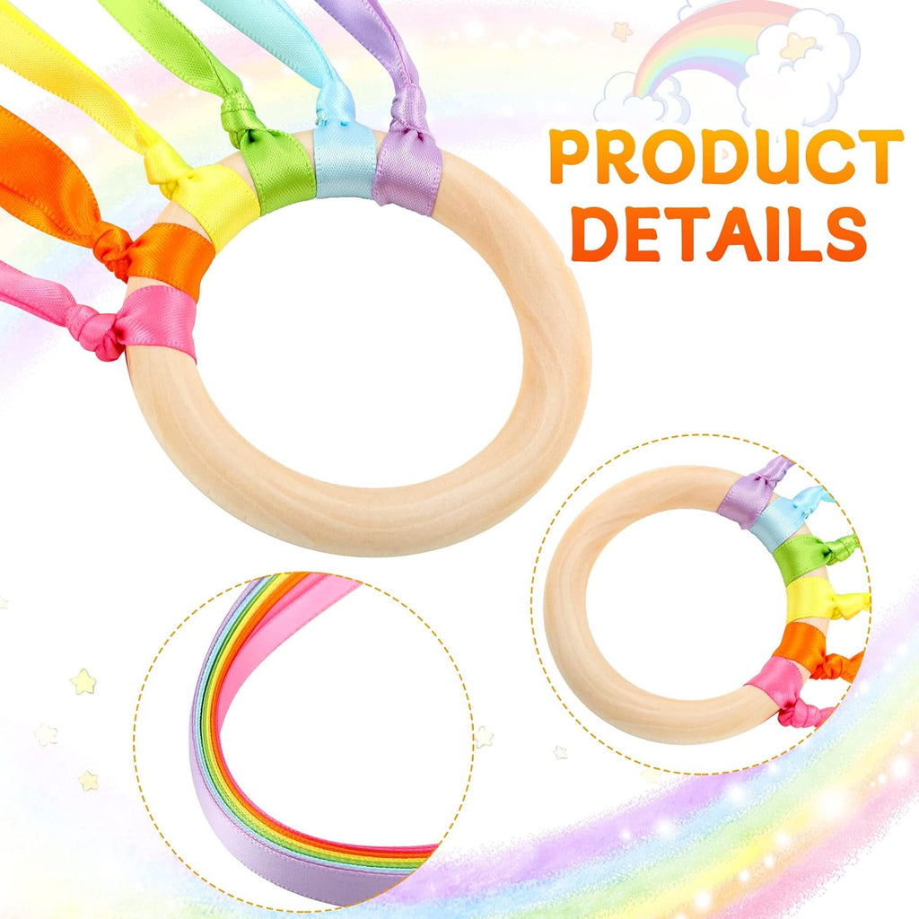 Sumind Rainbow Ribbon Hand Kites - 6 Pcs Colorful Streamer Wands for Kids | Educational Dance Toy