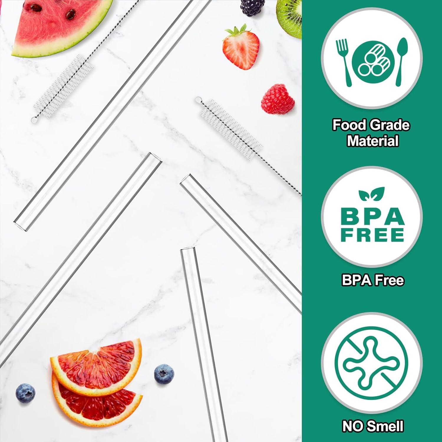 Owala 25 oz Water Bottle Straws - BPA-Free Reusable Transparent Straws with 2 Cleaners | 6-Pack