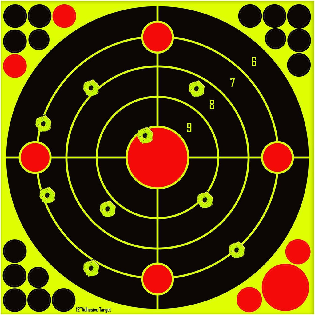 Skiennix 12x12 Inch Silhouette Splatter Targets - Bright Fluorescent Yellow for BB Guns & Airguns | 10/25/50 Pack