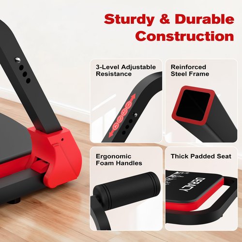 DERACY Sit Up Exercise Equipment, Adjustable Ab Machine, Multi-Functional Sit Up Machine, Ab Workout Equipment, Ab Trainer Machine for Women Men (RED)
