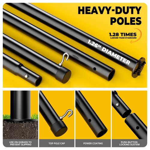 AUEWXNFYH Professional Badminton Set for Backyard: Width-Adjustable Net (20/16/13ft) with Stainless Steel Winch, 1.26" Aluminum Poles, 4 Carbon Composite Rackets (28lbs), Boundary Line & Carry Bag
