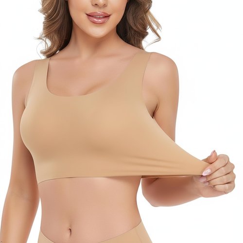 Women's Seamless Pull Over Bras with Removable Pads, Wide Smoothing Back, Bonded Hem for No Movement & All-Day Comfort(US, Alpha, Large, Regular, Regular, Sienna)