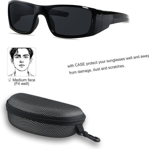 LYZOIT Polarized Sports Sunglasses - Unbreakable Wrap-Around Frame for Driving, Fishing, Cycling, Running