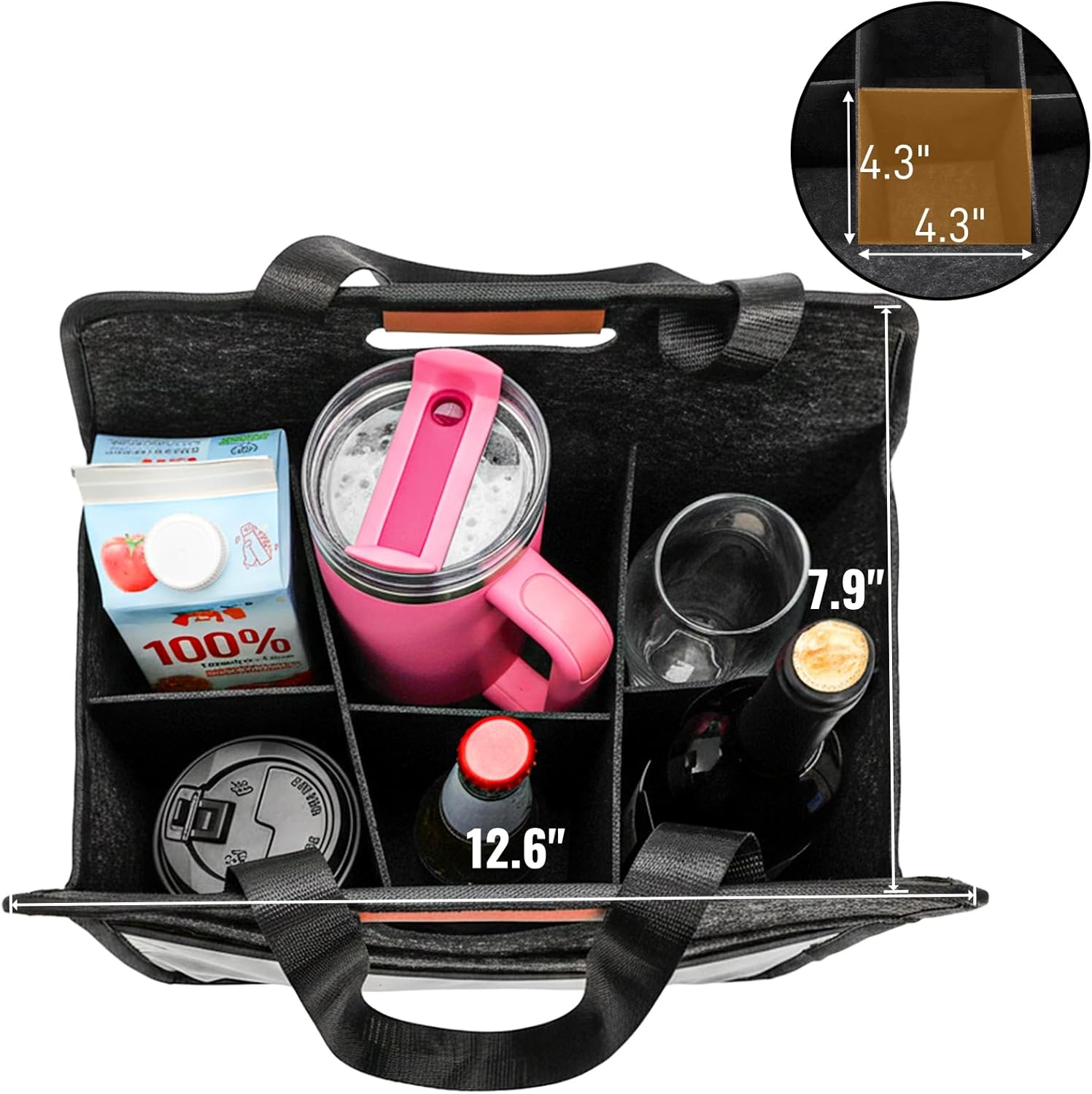 ZOOFOX 2 Pack Insulated Drink Carrier with Handle, 6 Cup Portable Drink Carrier for Car, Reusable Folding Coffee Cup Holder Bag for Daily Life Takeout, Outdoors, Travel