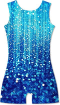 Funnycokid Girls Gymnastics Leotards - Sparkle Dance Unitards with Shorts | Mermaid Design, Ages 2-10
