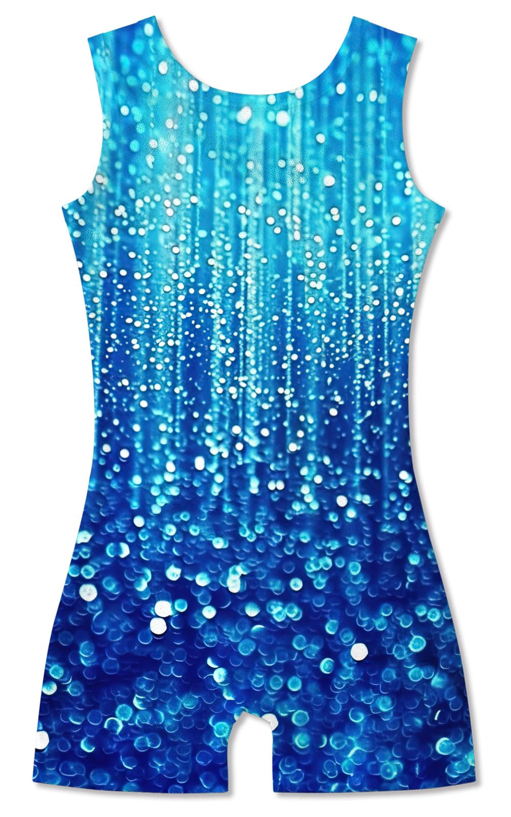 Funnycokid Gymnastics Leotards for Girls Kids Outfits Sparkly Unitards Clothes with Shorts, Diamond Dark Blue, 6-7 Years