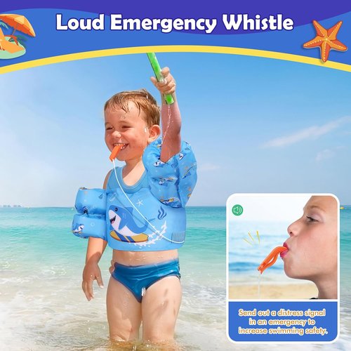 MoKo Toddler Swim Vest - Cartoon Swim Floaties with Shoulder Straps | For Kids 13-66 lbs