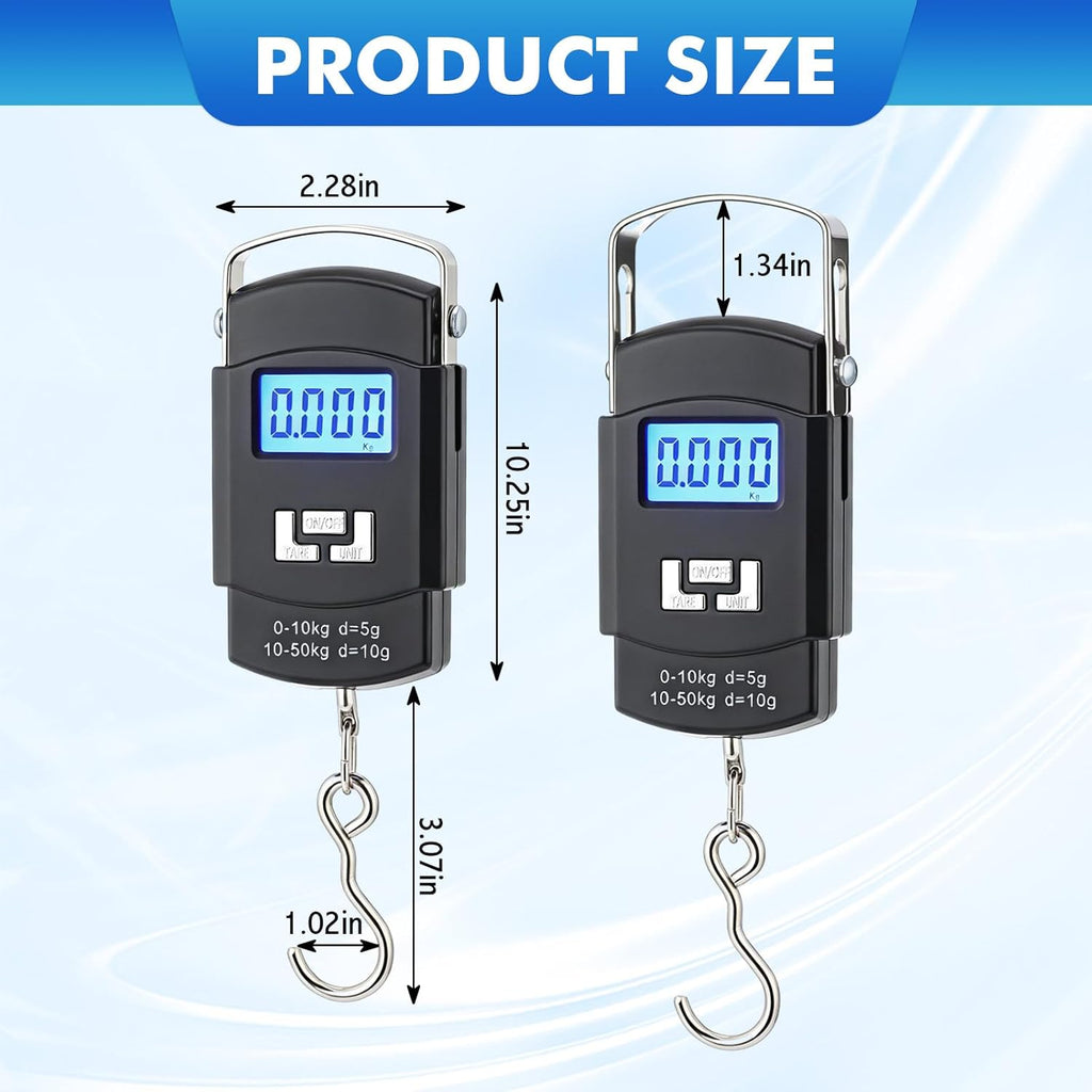 Sabary Digital Fish Scale - 110lb/50kg Capacity, Backlit LCD Display, Stainless Steel Hook | Ideal for Fishing & Travel
