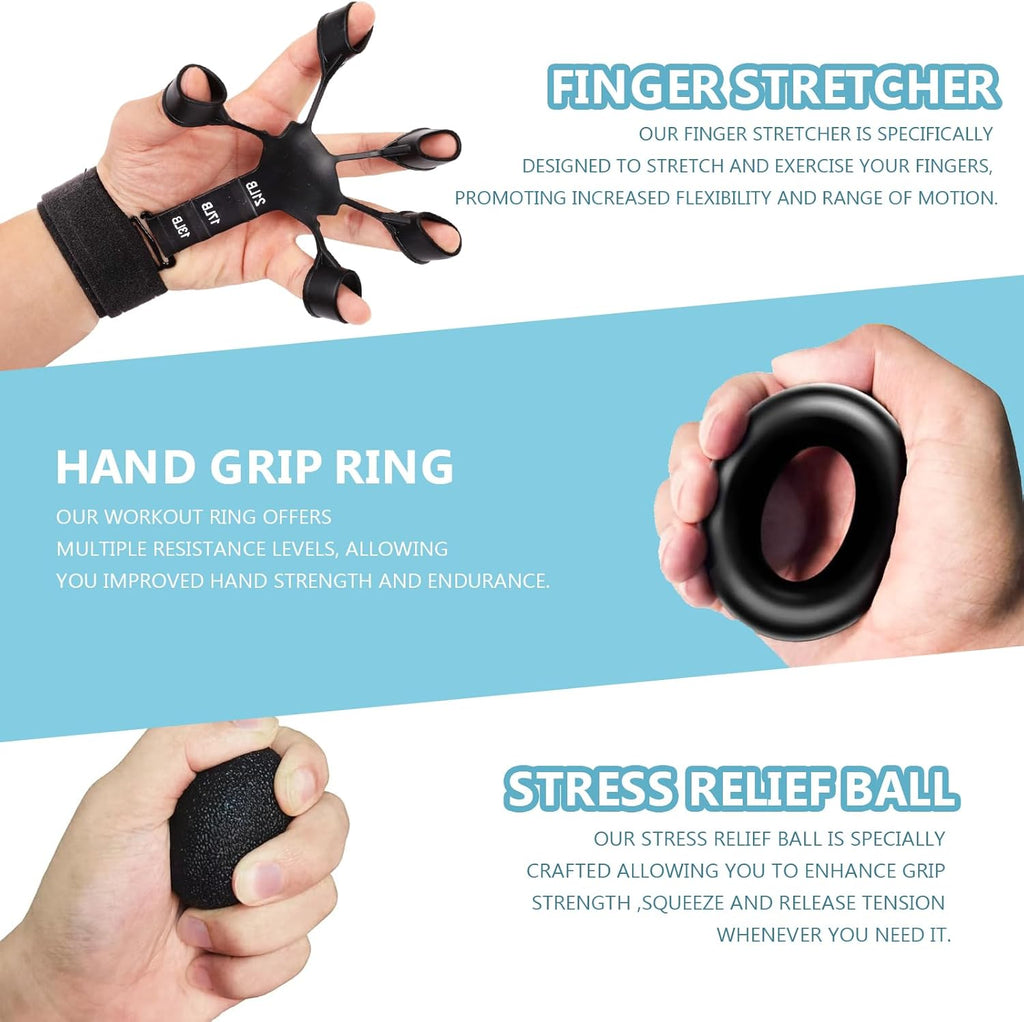 Skiennix Grip Strength Trainer Kit - 10 PCS Hand Grippers & Stress Relief Balls for Muscle Building & Recovery
