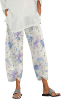 Skiennix Women's Cropped Pants - Lightweight Wide Leg Trousers with Elastic Waist & Pockets