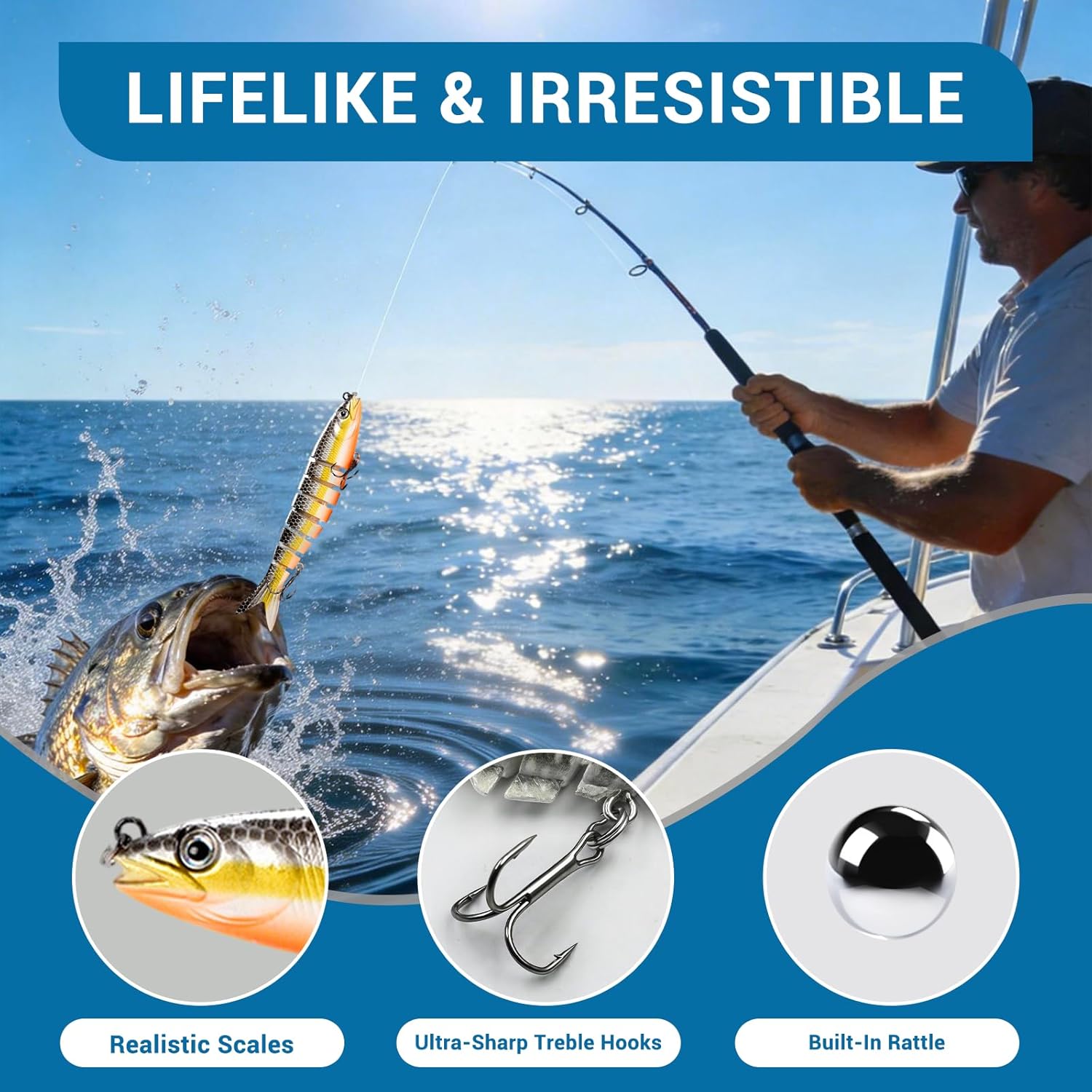 Skiennix Multi-Jointed Fishing Lures - Lifelike Swimbait for Freshwater & Saltwater | Ideal for Bass & Trout