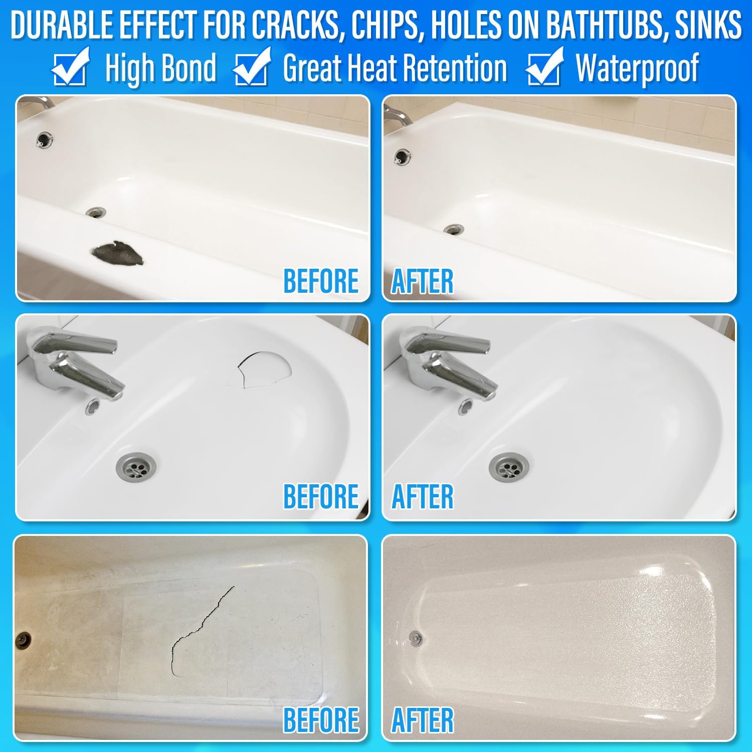 Regine Switzerland Tub Repair Kit - Fix Chips, Cracks & Scratches on Enamel, Fiberglass, Acrylic | White