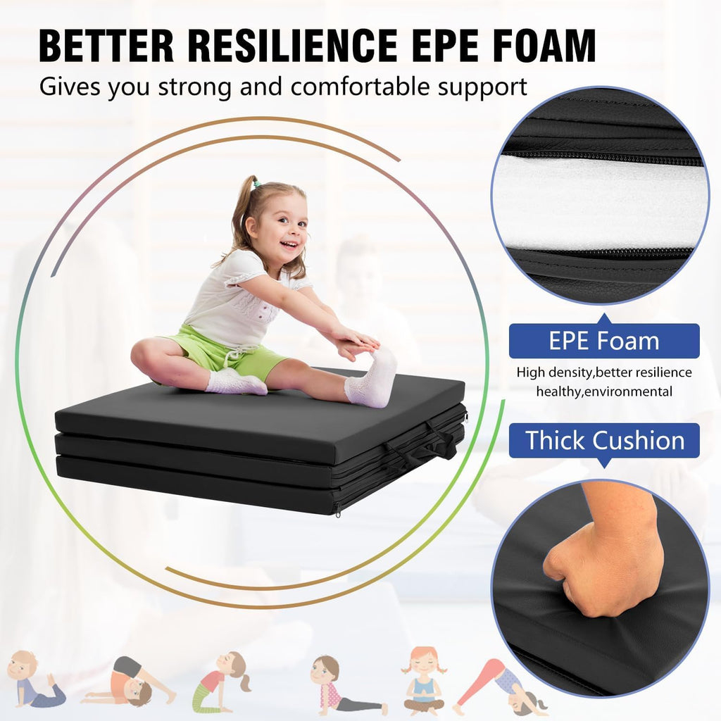 Skiennix Yoga Mat - Thick 2-Inch Workout Flooring for Home Gym | Foldable Foam for Kids & Adults