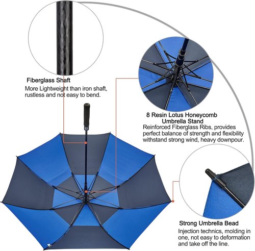 G4Free Golf Umbrella - Oversized 68-Inch Double Canopy, Windproof & Waterproof Design