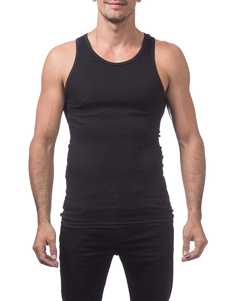 Pro Club Men's Premium Ringspun A-Shirt Tank Top – 3 Pack, Black, XL