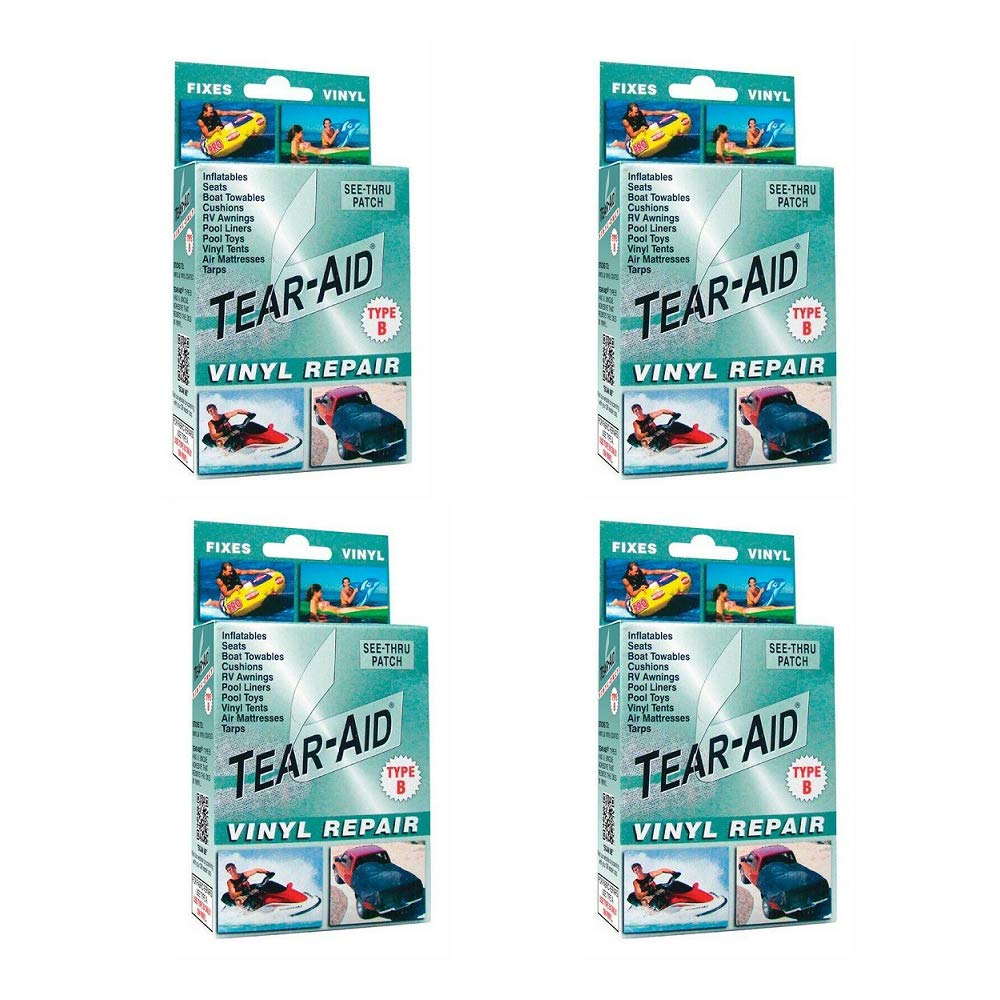 Tear-Aid Vinyl Repair Kit Type B - Durable 4 Pack for Quick and Easy Fixes