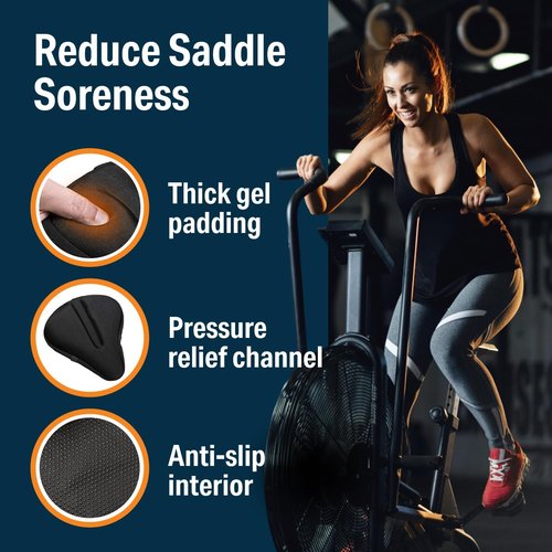 Bikeroo Comfort Bike Seat Cushion - Padded Gel Cover for Universal Fit on Peloton & Stationary Bikes