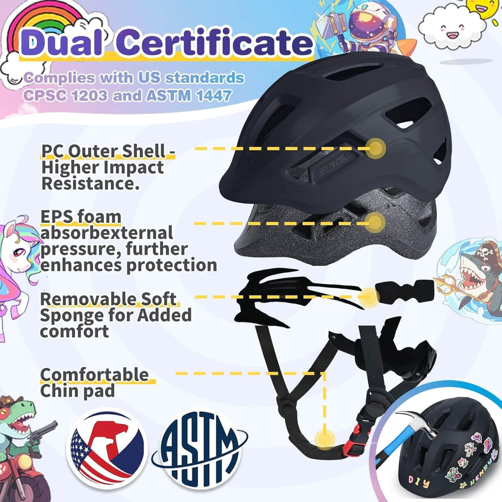 Skiennix Toddler Bike Helmet - Adjustable Lightweight Safety for Ages 1-8 | Perfect for Cycling