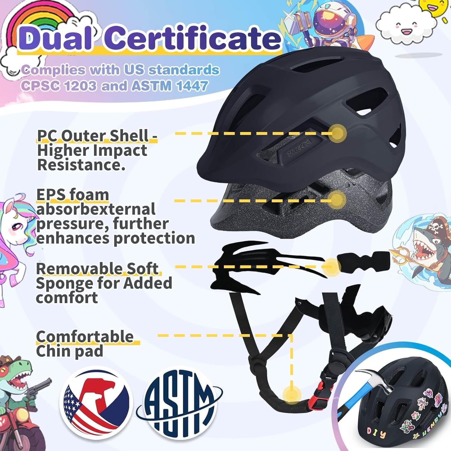 Skiennix Toddler Bike Helmet - Adjustable Lightweight Safety for Ages 1-8 | Perfect for Cycling