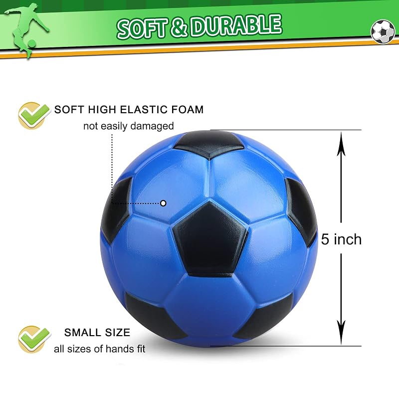 5-Inch Foam Mini Soccer Ball, No-Inflation Indoor Ball - Multicolor