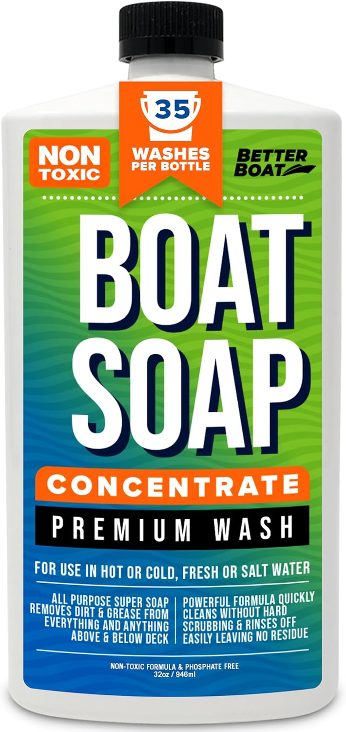 Premium Grade Boat Soap - Marine Concentrate Cleaner for Freshwater & Saltwater | Cleans Fiberglass Hulls