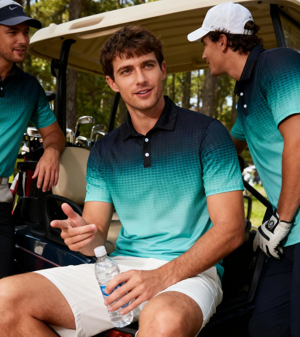 uideazone Men's Golf Shirt - Moisture-Wicking Dry Fit Athletic Polo | 3D Print Short Sleeve