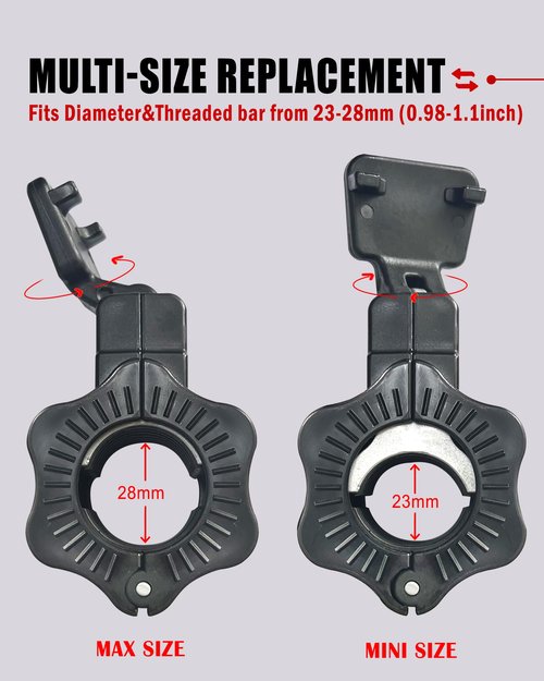 Adjustable Barbell Clips (2-Pack), Fits 0.98-1.1" Olympic & Standard Bars, Secure Locking Collars for Weight Lifting Strength Training (Balck)