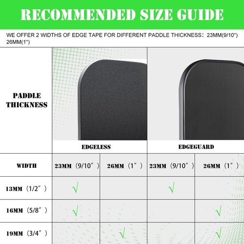 Amoswiz Pickleball Edge Guard Tape, 3K Pickleball Protection Tapes 3 Pcs, PU Interwoven Texture Edge Tape, 23MM & 26MM Width Black Head Tapes for 13MM & 16MM & 20MM Thicknesse Paddles