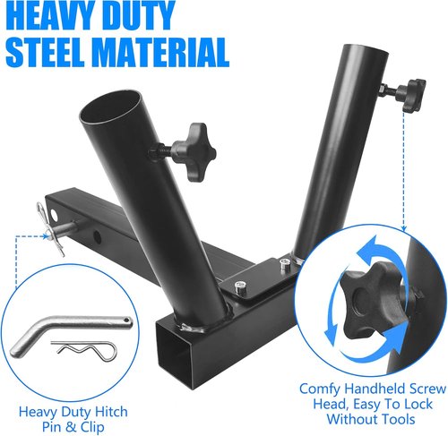 KAIRAY Hitch Mount Dual Flagpole Holder - Universal Fit for 2-Inch Receiver | Ideal for Trucks, SUVs, RVs