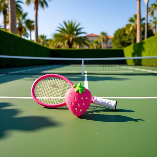 Tnyvm Pink Strawberry Tennis Racket Vibration Dampener Soft Silicon Racket Dampener Cartoon Shape Tennis Racquet Shock Absorbers Tennis Racket for Racquetball, Tennis Vibration Dampeners