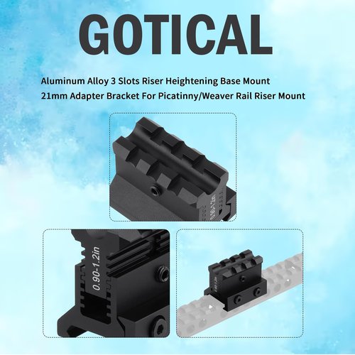 Gotical Picatinny Riser Mount Adjustable Height Lockdown Series with Quick Release, 1.57" L | 3 Slots, Raise 0.9-1.2 inches, Scalloped Picatinny Slots for Scopes (PO1 - Quick Release, 1.57" L|3)