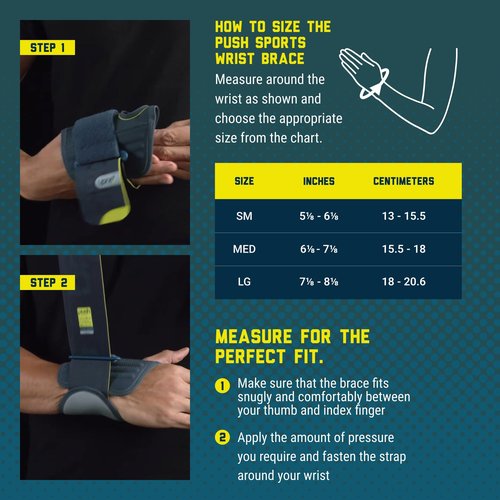 Push Sports Wrist Brace for Athletic Wrist Support. Comfortable, Easy-to-Wear Brace for Tendonitis, Fractures, Injuries, and Arthritis. (Left Medium)