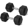 BalanceFrom Rubber Encased Hex Weights Dumbbells Set, Cast Iron Hand Weights with Anti-Slip Grip for Home Gym Strength Training 20LB