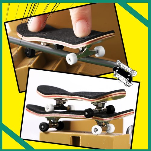 Zhehao 16 Pcs Standard Fingerboard Tool Set CNC Lathed Fingerboard Bearing Wheels Nut Driver Screwdriver for 34 mm Skateboard Trucks(Black and White)