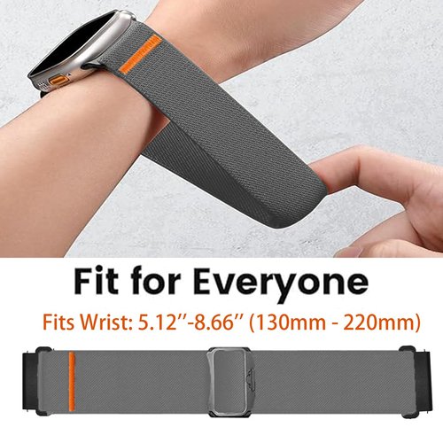Lamshaw Compatible for Kimeag Smart Watch Bands, 22mm Quick Release Stretchy Solo Loop Adjustable Nylon Replacement Straps Compatible for Kimeag S67, P95, H31 Smart Watch (Gray, 22mm size band)